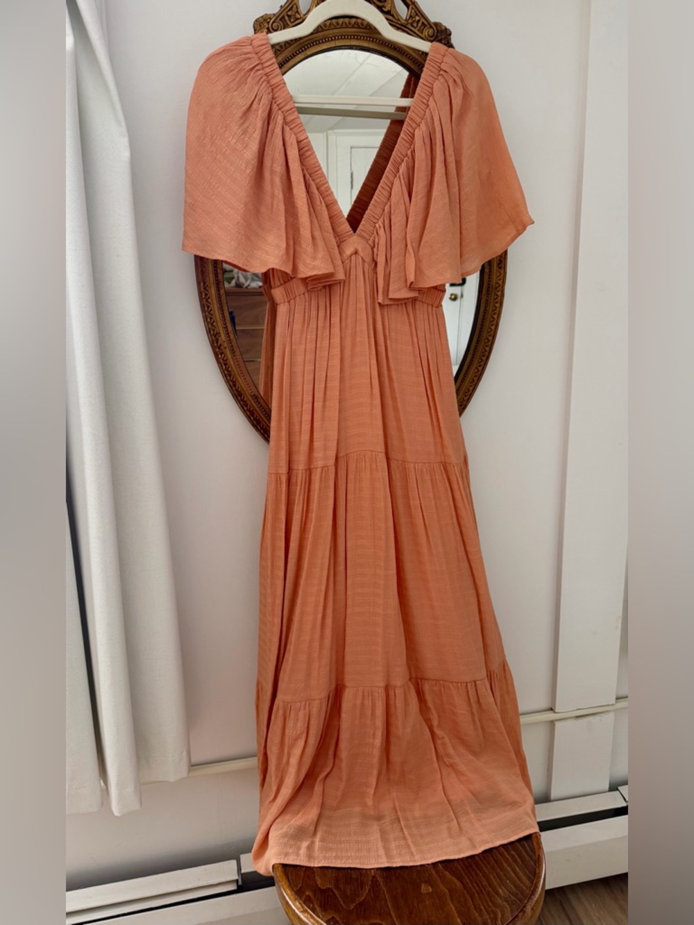 Gorgeous, Versatile Orange Maxi Dress with Flutter Sleeves